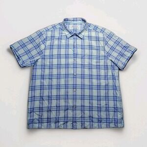 Tommy Bahama Shirt Mens XXL The Coconut Point Island Zone Blue/Green Plaid Aloha